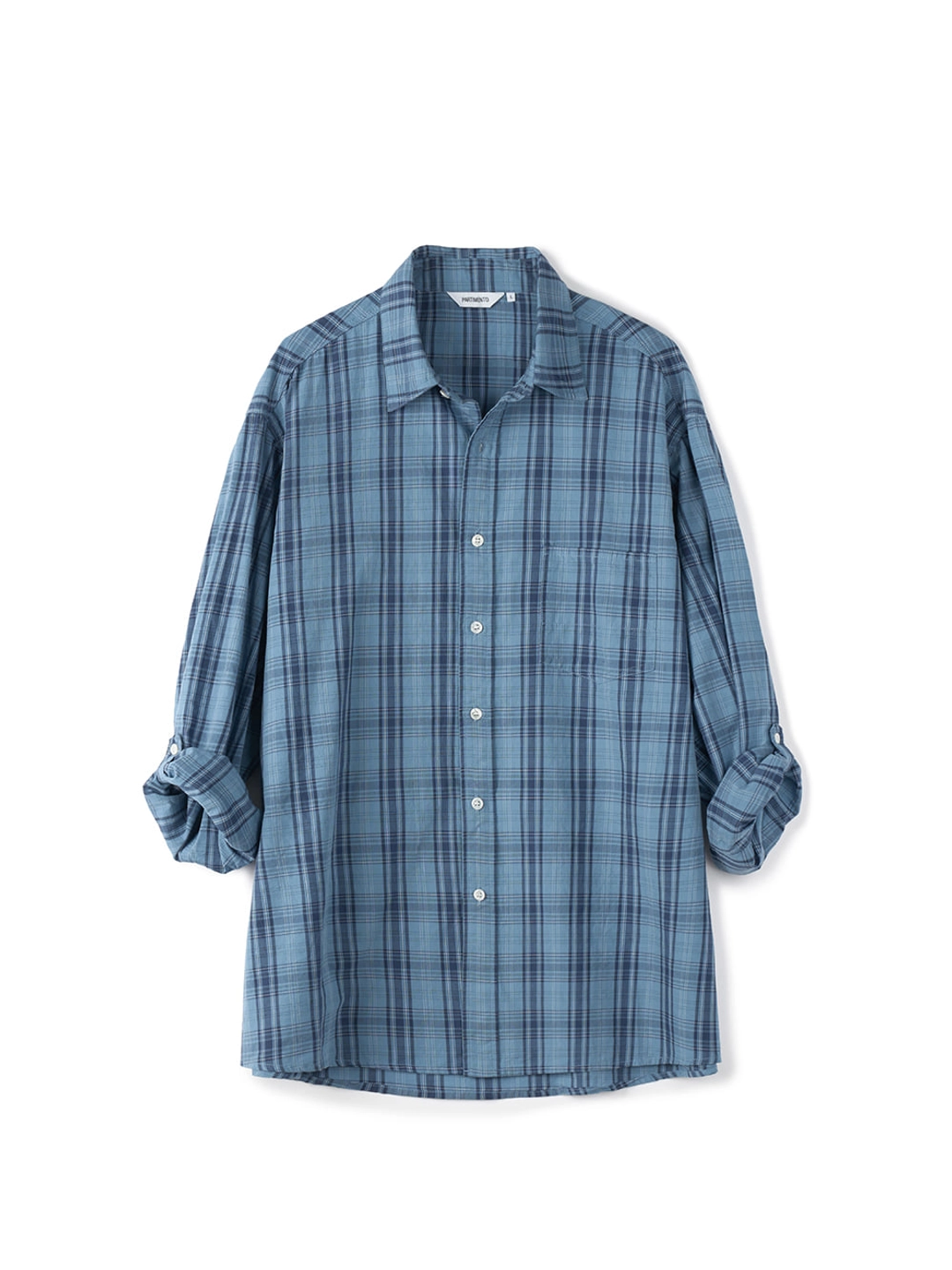 파르티멘토 Dusty Check Roll Up Shirts_Blue 상품 이미지 3
