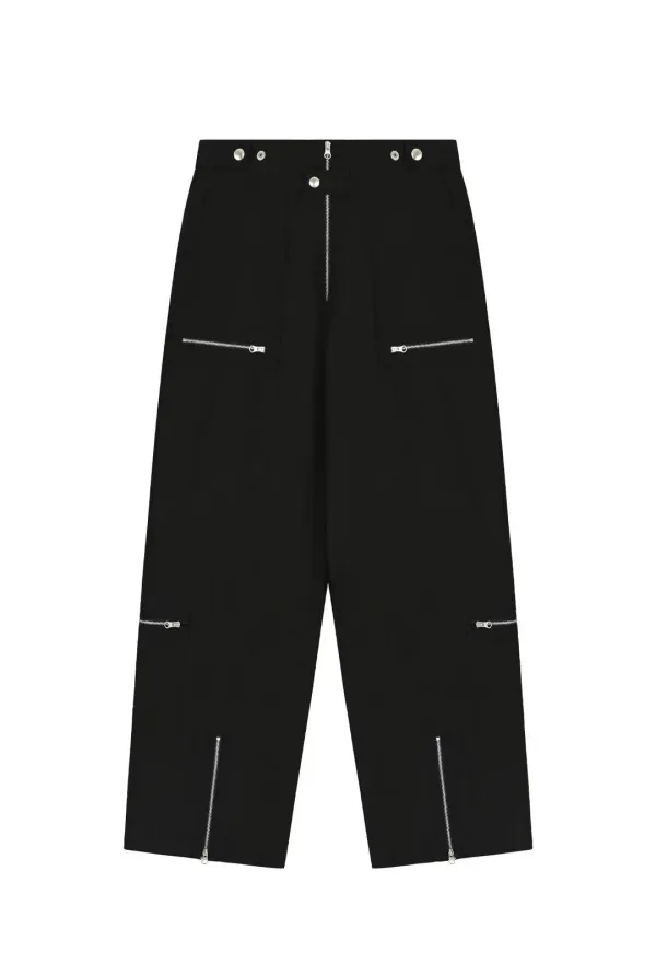 ZIP CARGO PANTS (BLACK)