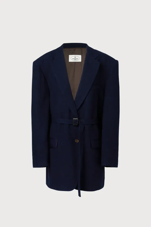 Part.6 Linen belt jacket (navy)