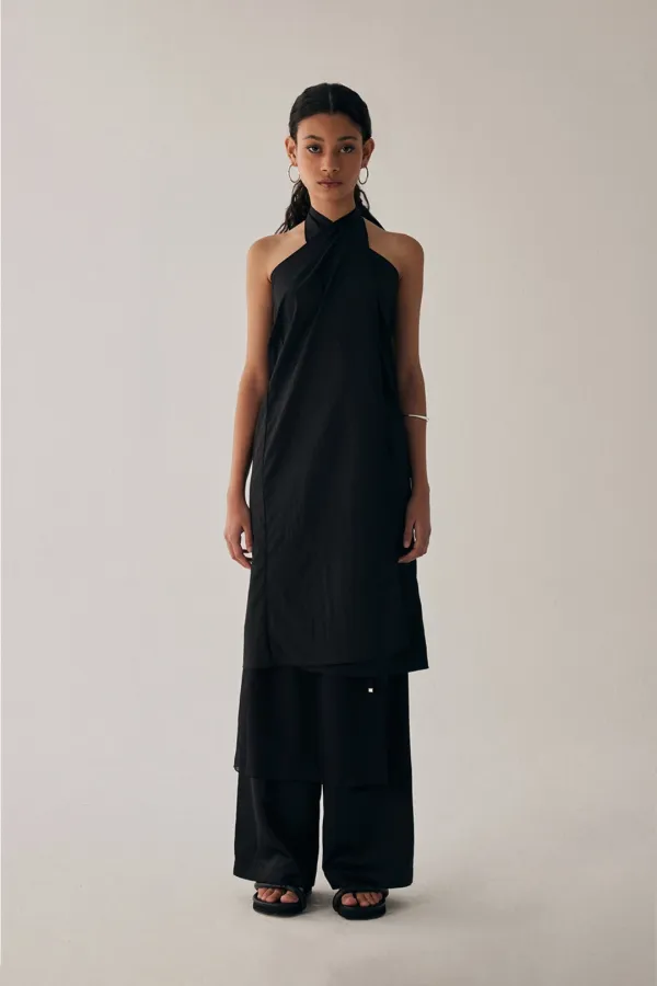 Layered Scarf Wrap [ Black ]