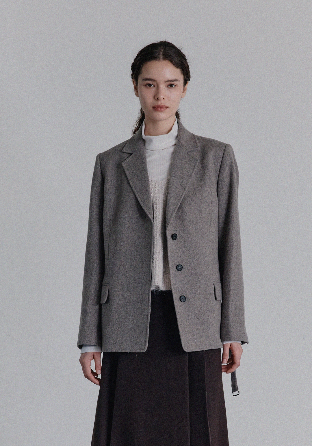 엘로주 Fable Hidden Wool Belt Jacket (Taupe Gray) 상품 이미지 2
