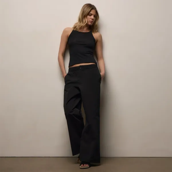 Italian Heavy Poplin Relaxed Pant - Black