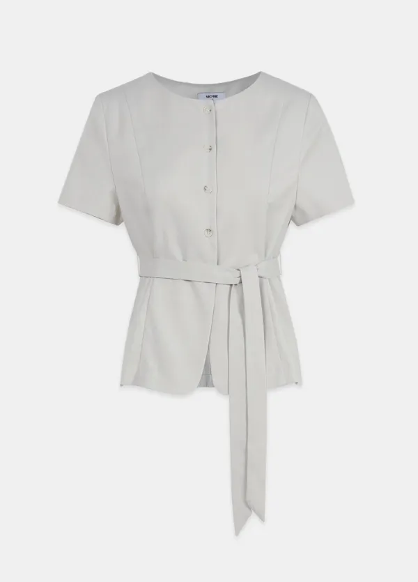 [44-120]  Joanna Tie Short-Sleeve Blouse  애나 타이 쇼츠 슬리브 블라우스 (봄-여름-격식룩-하객룩-데일리룩-격식룩-타이셋업-반팔블라우스-프린세스라인-여름하객룩-여름블라우스-하객룩블라우스-빅사이즈-자체체작) 