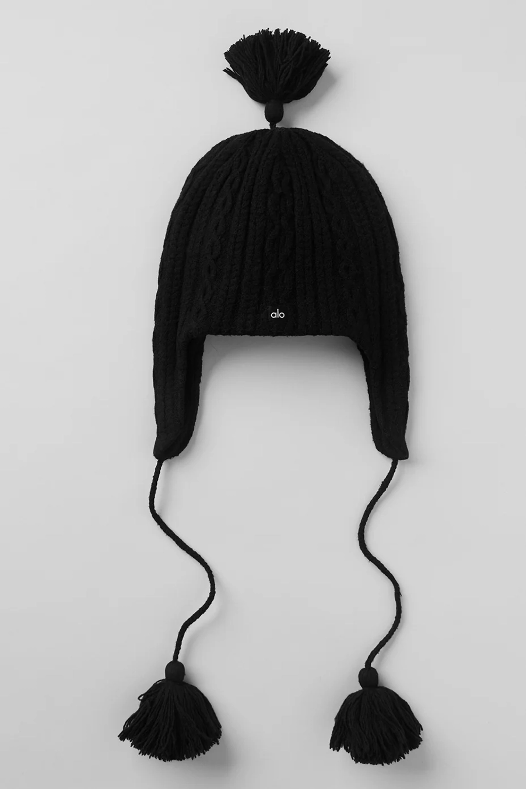 알로요가 Cable Knit Winter Bliss Earflap Beanie - Black 상품 이미지 1