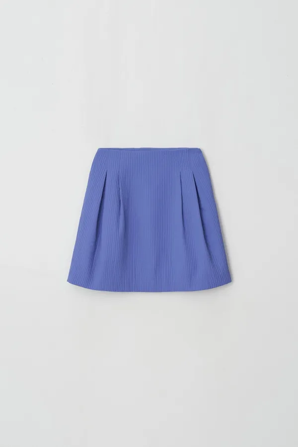 Pin-Tuck Volume Skirt (purple blue)