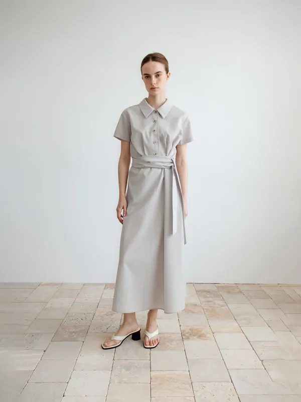 TIR TIE WAIST COLLAR DRESS_MINT