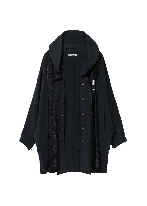 Hooded Coat w/ Graphic Muffler