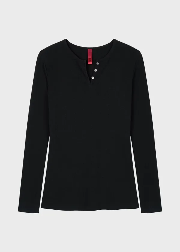 Studio Pointelle Long Sleeve Black