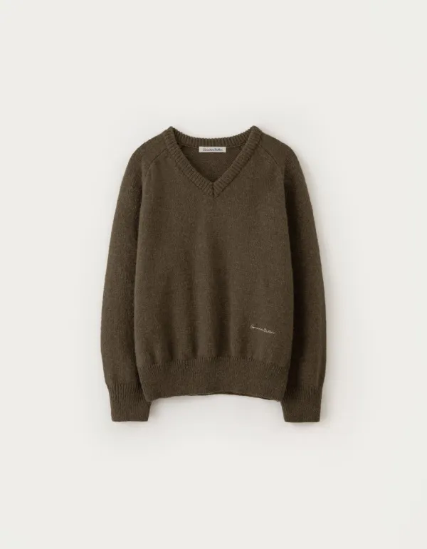 Hazel Alpaca V-Neck Knit - Brown