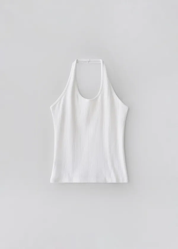 Etta ribbed halter sleeveless (white)