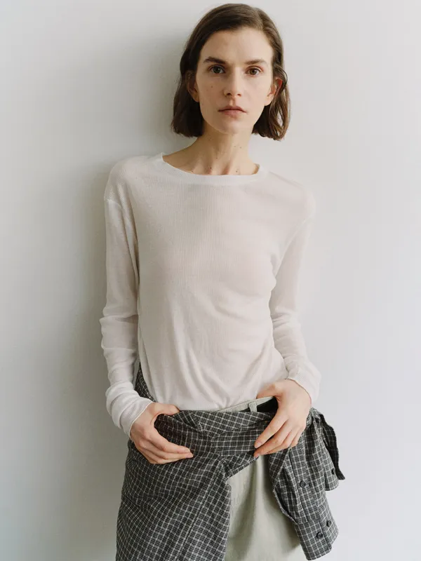 TIS RIB SLIM TOP_IVORY
