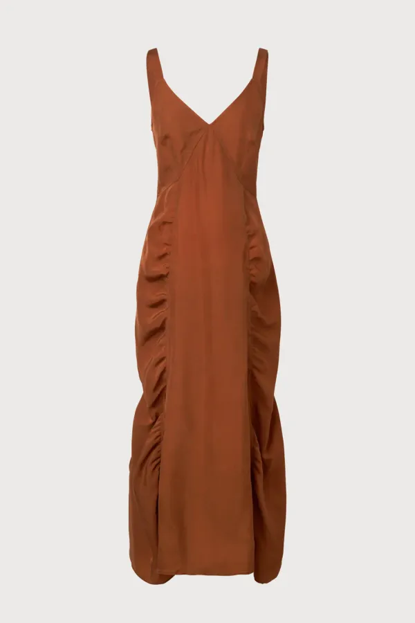 Part.6 Cupra Shirring dress (brown)