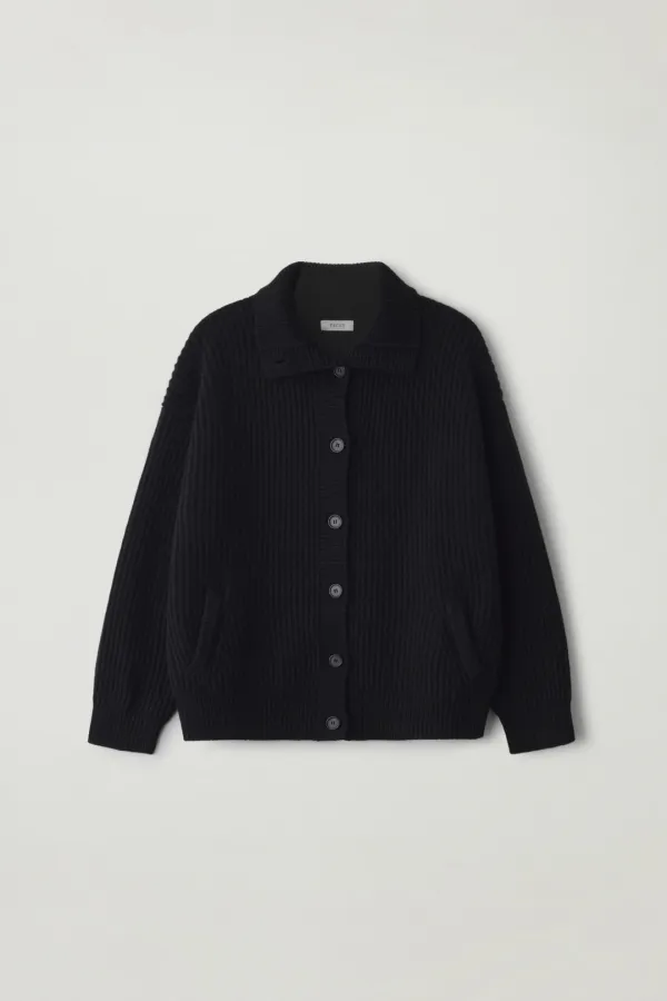 High neck cardigan (Black)