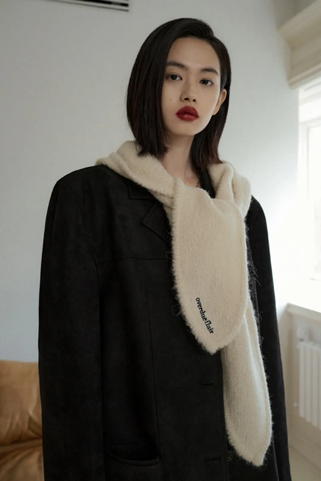 오버듀플레어 KNIT HOODED MUFFLER_CREAM 상품 이미지 2