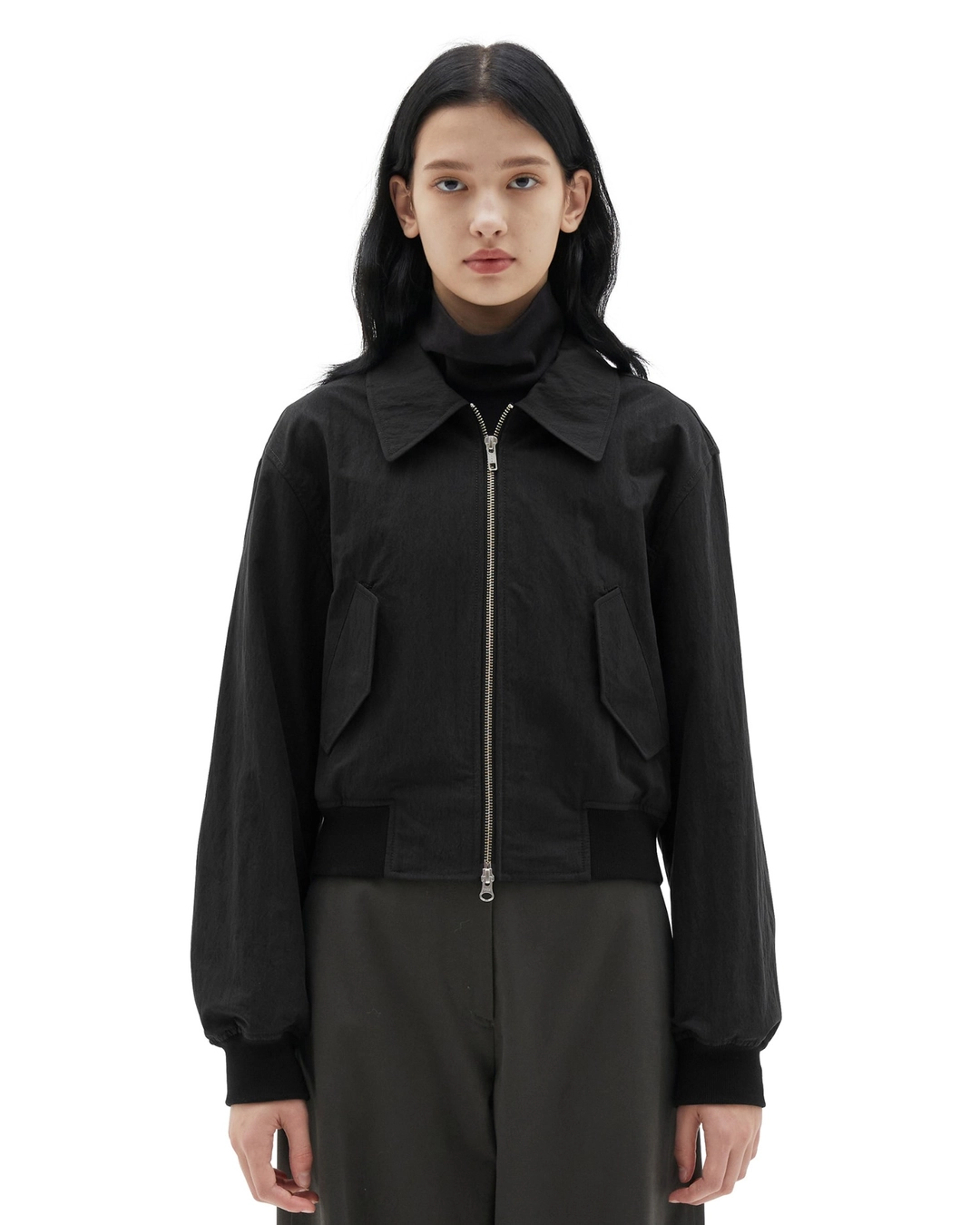 브라운야드 22FW W Flight Jacket, Black 상품 이미지 2
