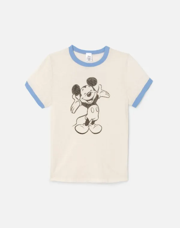 60s Slim Ringer Tee The Mickey Mouse Club - Vintage White w/ Seaside