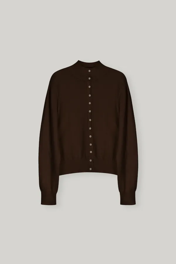 Armelle High-neck Wool Cardigan