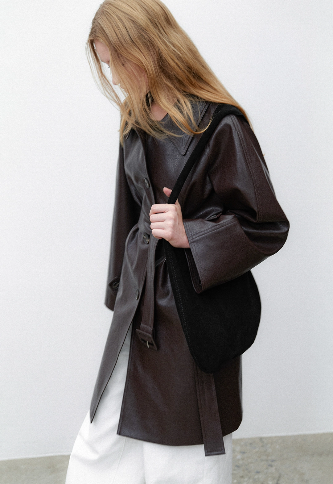 아뜰리에 나인 (CT-1464)LEATHER RAGLAN BELTED HALF COAT S 상품 이미지 3