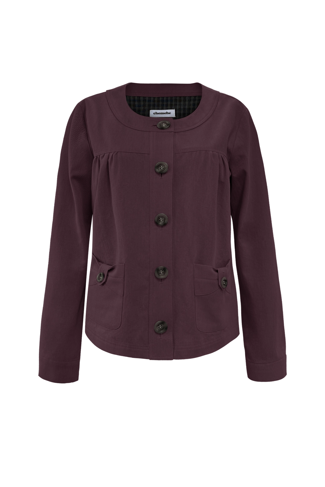 체메씨 BLUSH BOW ROUND JACKET (PLUM) 상품 이미지 1