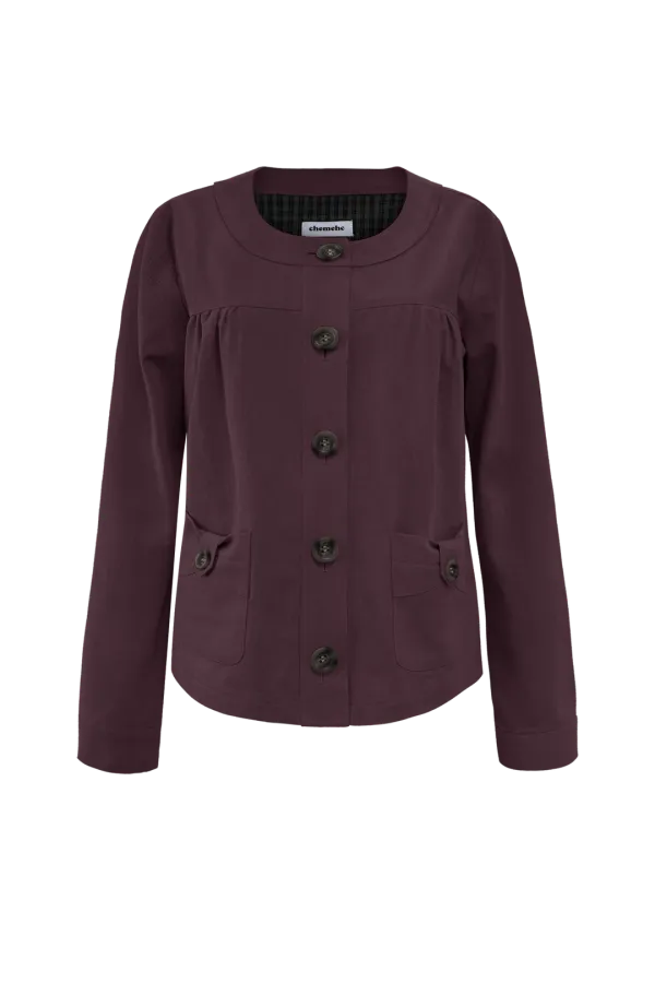 BLUSH BOW ROUND JACKET (PLUM)