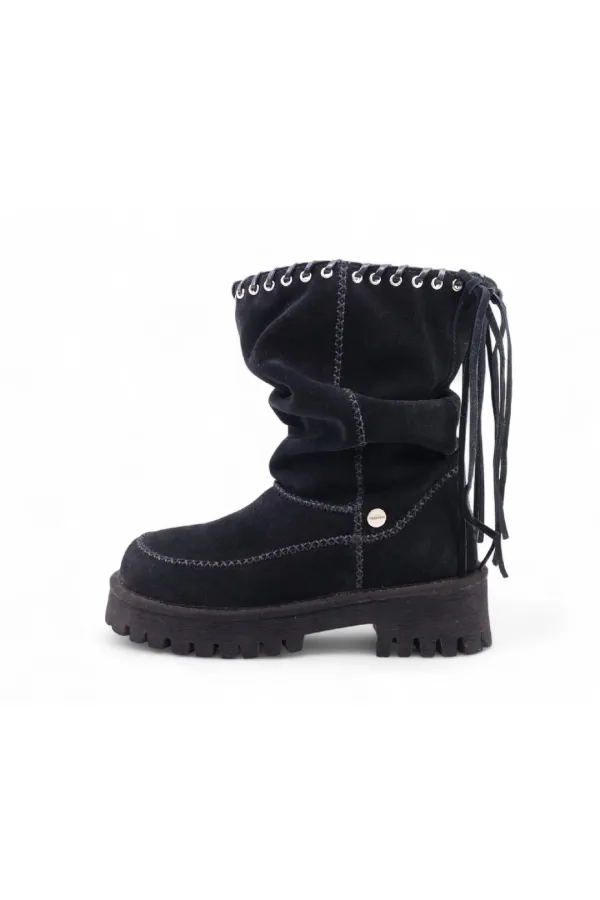 [2차 재입고] [X YASE] 피그테일 부츠 pigtail boots (suede black)