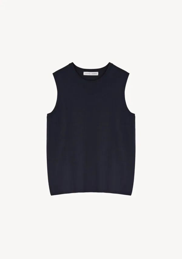 Sleeveless Cotton Knit in Navy