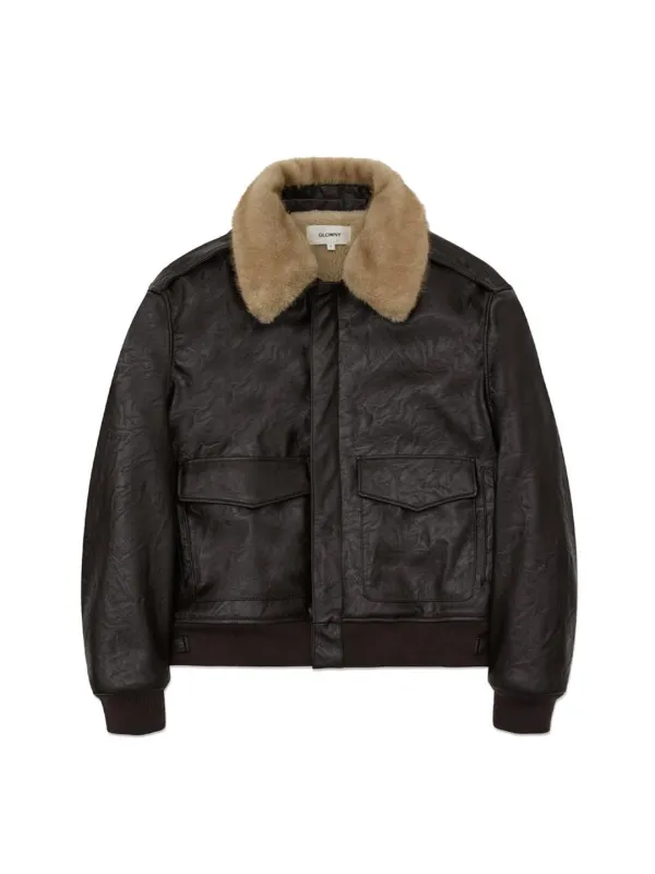 SHEARLING LEATHER JACKET (BROWN)