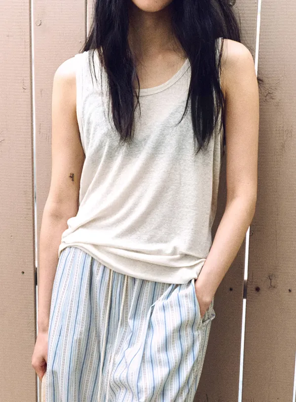 UNDER LINEN SLEEVELESS_IVORY