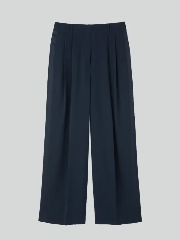 TUXEDO DETAIL FLUID SUIT PANTS (DARK NAVY)
