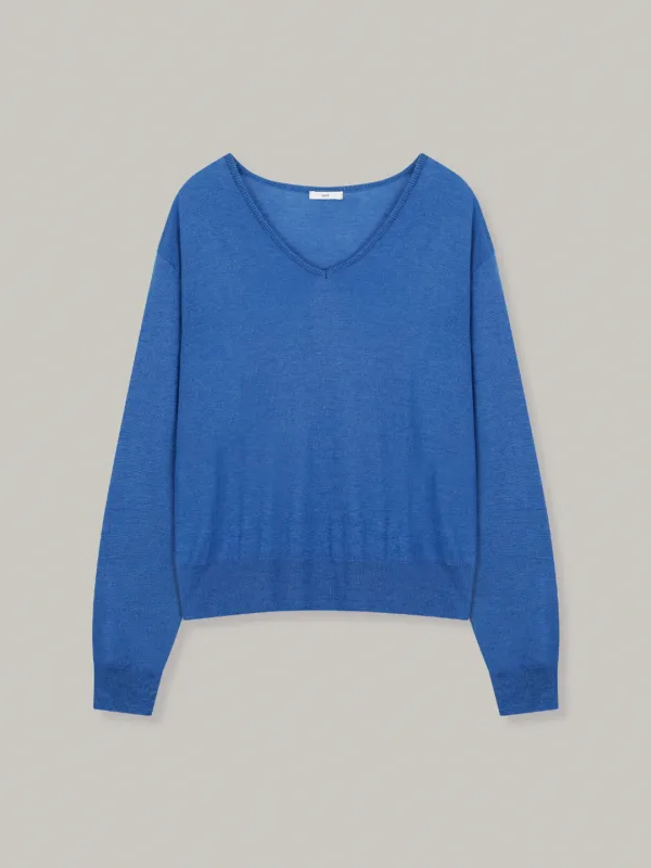 soft essential v-neck knit (blue)