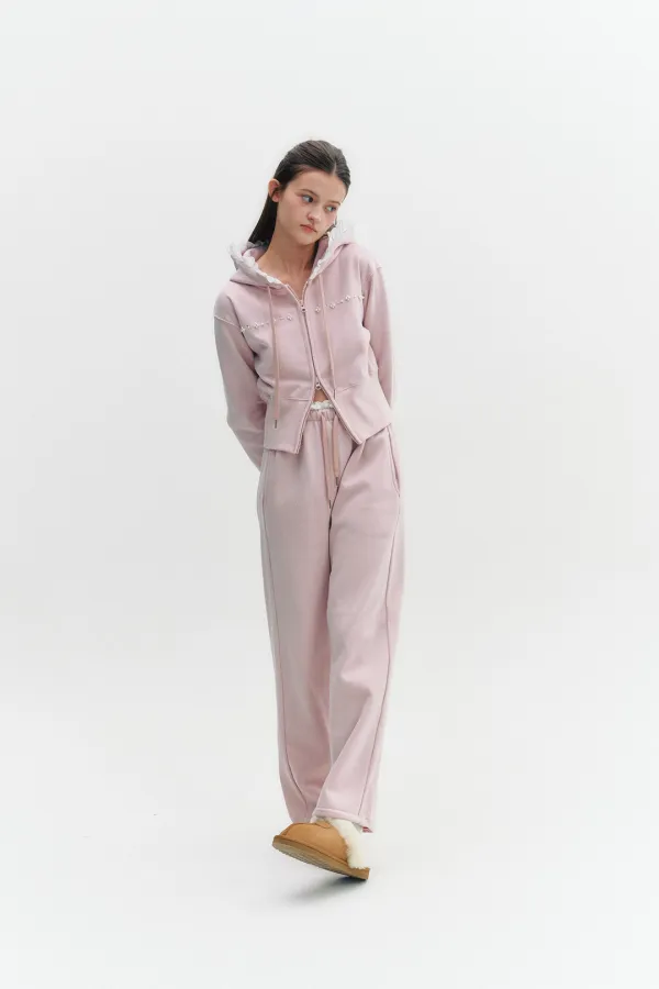 Lace Combi Side Pants Pink