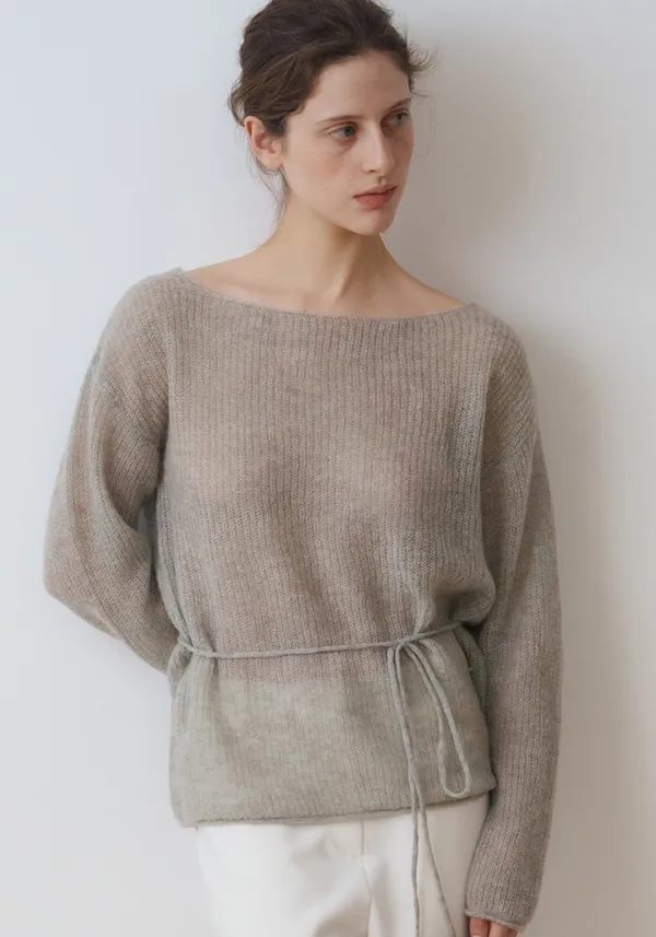 MOHAIR LOOSE STRING KNIT_ASH KHAKI_OF1C2XKN02ASK