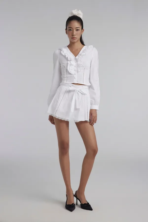 Sheer Romance Signature Frill Blouse, White