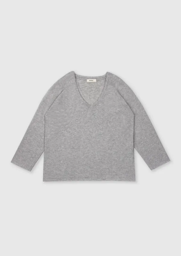 Soft V-neck Knit (Gray)