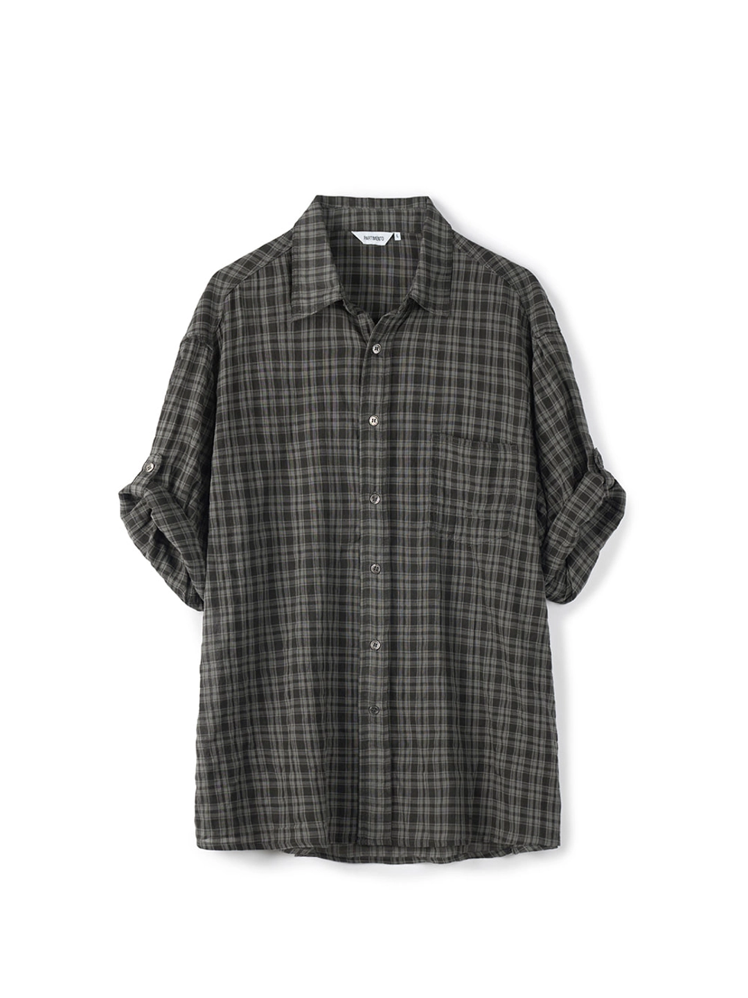파르티멘토 Dust Plaid Roll Up Half Shirts_Dust Charcoal 상품 이미지 3