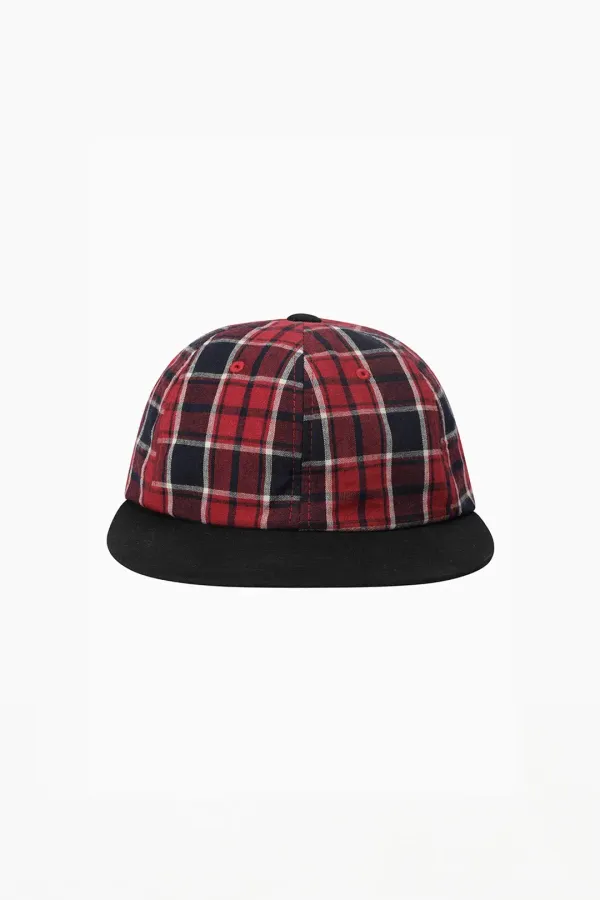 CHECK BALL CAP, RED BLACK