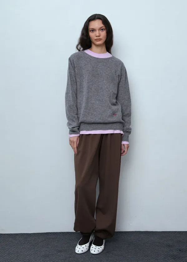Turn-Up Waist Jogger Pants_Brown