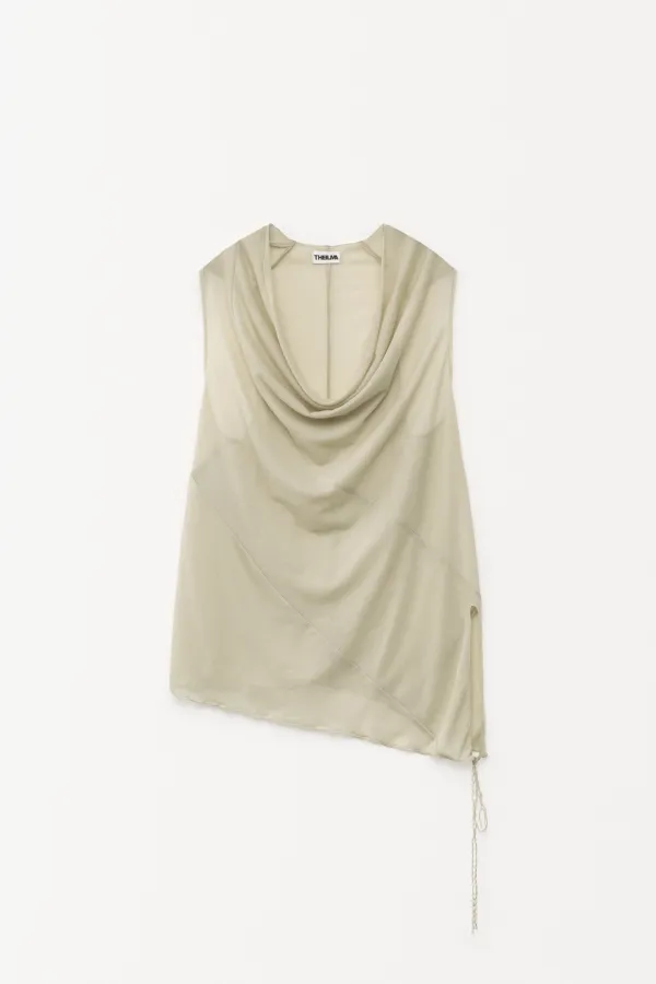 Fan Halter Top light khaki
