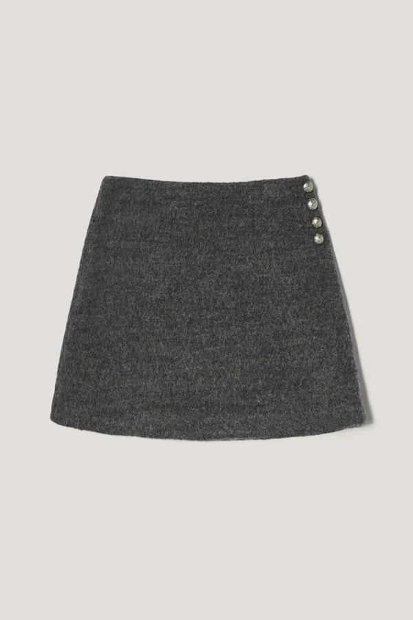 WOOL MINI SKIRT MELANGE GREY
