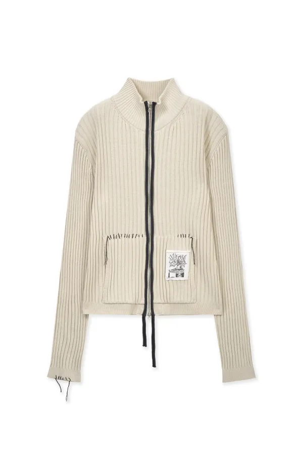 HANDCRAFT SLIM FIT CARDIGAN IN LIGHT BEIGE