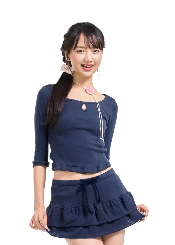 BLOSSOM PICOT MINI SKIRT [NAVY]