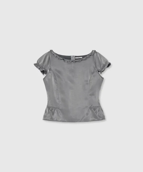 Glow frill blouse (Gray)