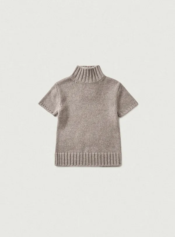 Half Turtleneck Knit Sweater_Light Beige