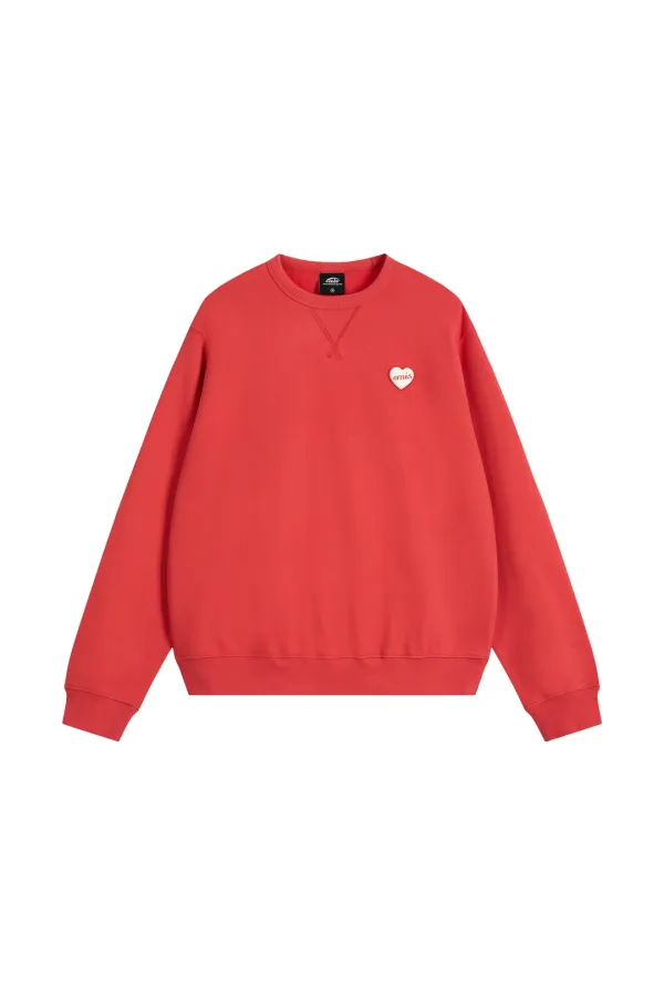 HEART RUBBER PATCH SWEATSHIRT-RED