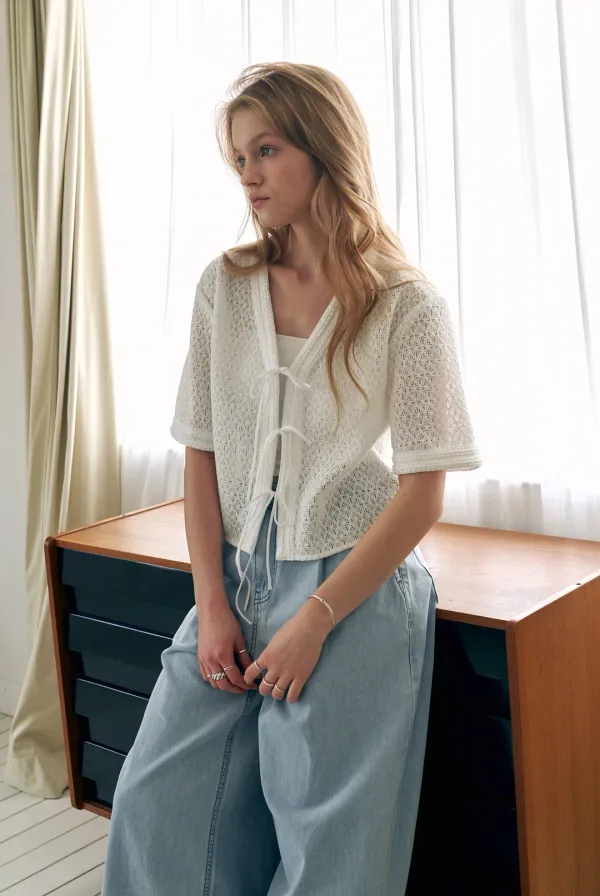 Luna Lace Half Cardigan (White)