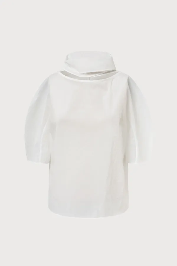 Part.8 Poise Tie Blouse (white, black)
