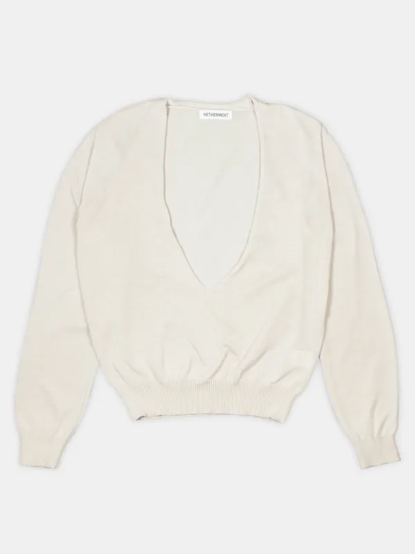 v neck layered knit (soy milk)