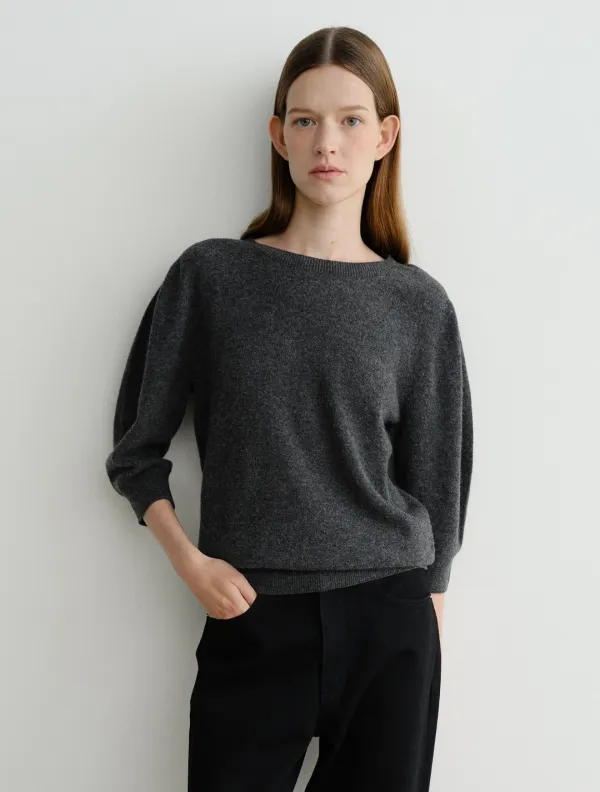 Maeve Volume Sleeve Pullover (Charcoal)