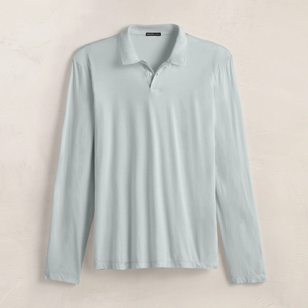 제임스펄스 Luxe Lotus Jersey Long Sleeve Polo - Grey Glacier 상품 이미지 1