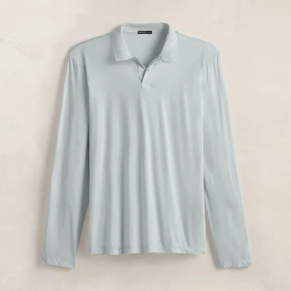 Luxe Lotus Jersey Long Sleeve Polo - Grey Glacier